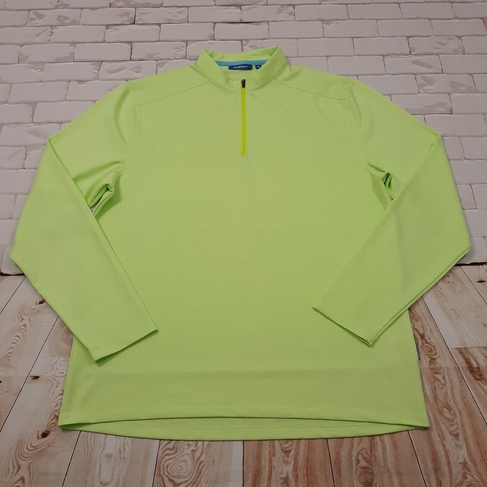 Devereux Golf Shirt Mens Size Medium Performance Pullover 1/4 Zip Green